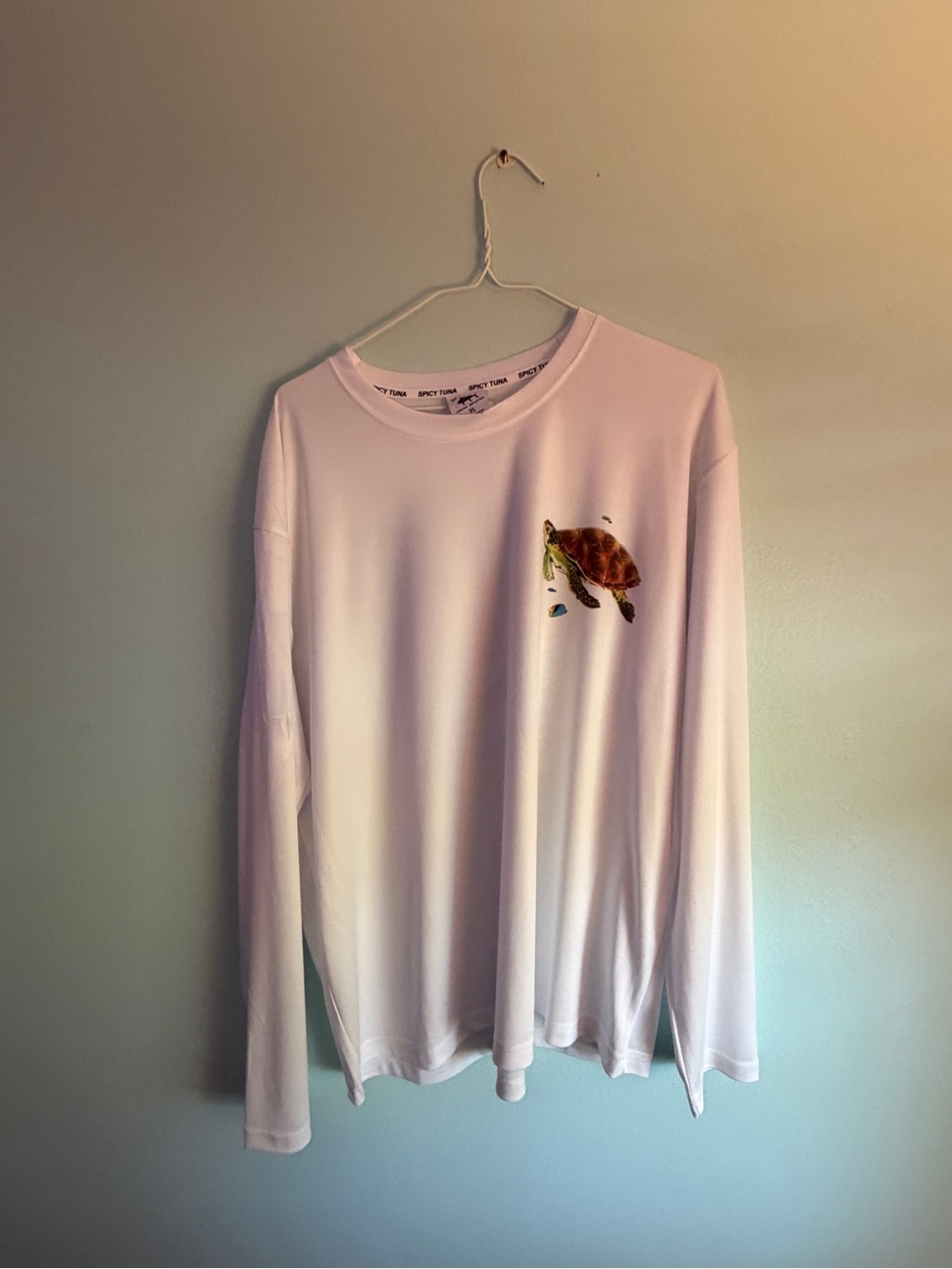Women’s White Long Sleeve Graphic Tee with Sea Turtle